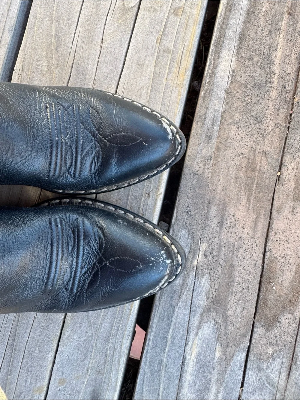 Kids Black Western Cowboy Boots with Red Stitching